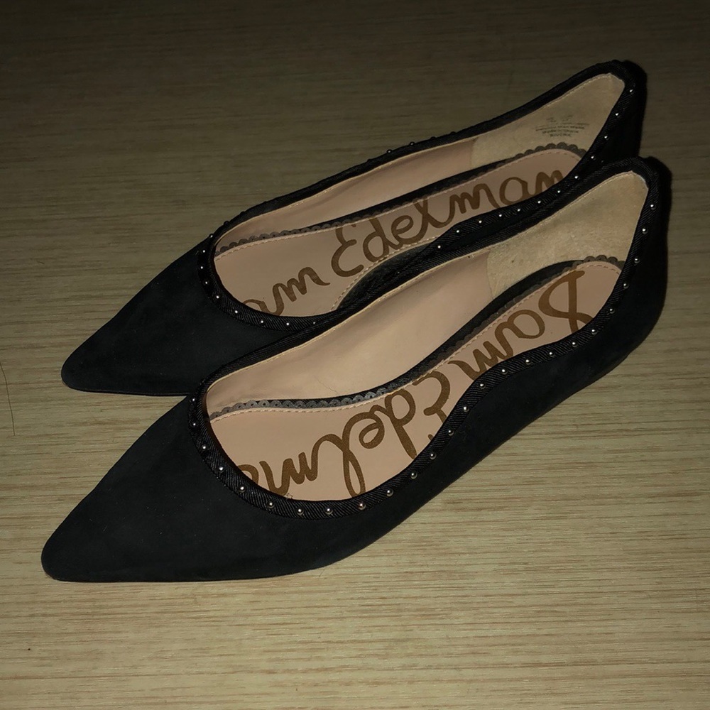 SAM EDELMAN Studded Wavy Lined Black Flats (7)